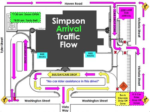 graphic shows traffic flow around campuse